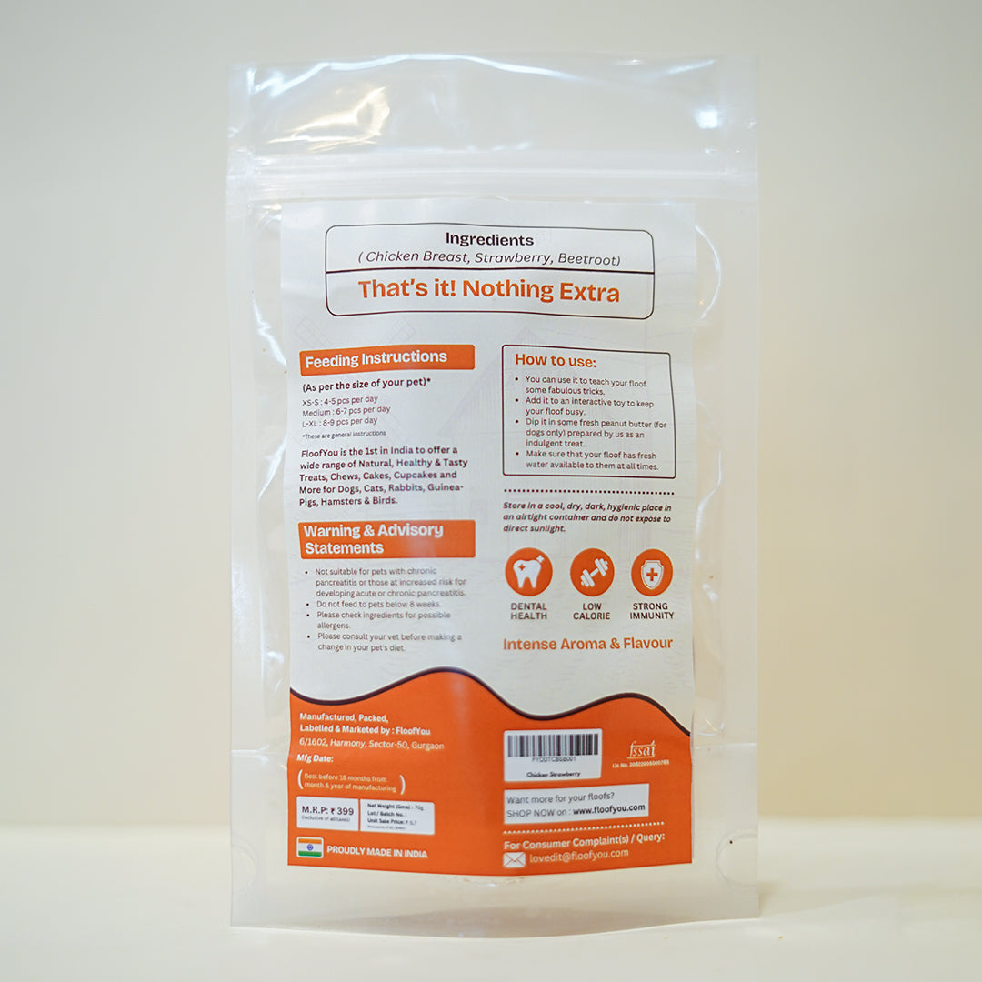 Chicken Strawberry Jerky Strips Dehydrated Natural Healthy Cat Treat