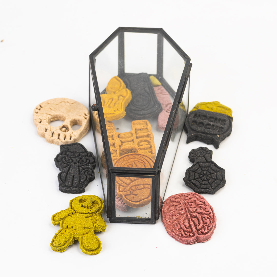 Halloween Hamper with Glass Coffin Treats, Snacks & Cookies for Dogs