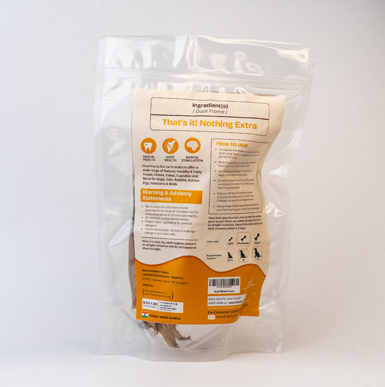 Duck Frame Whole Chew Jerky Dehydrated Natural Healthy Dog Treats Chew Snacks