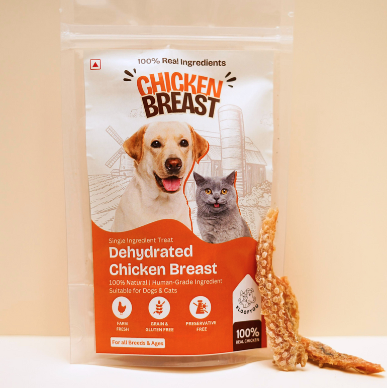 Chicken Breast Jerky Strips Dehydrated Natural Healthy Cat Treat FloofYou