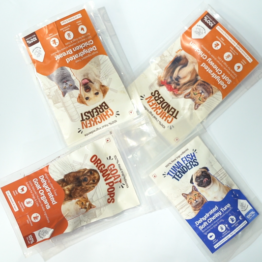Dehydrated Treats for Dogs & Cats - Pack of 4 COMBO