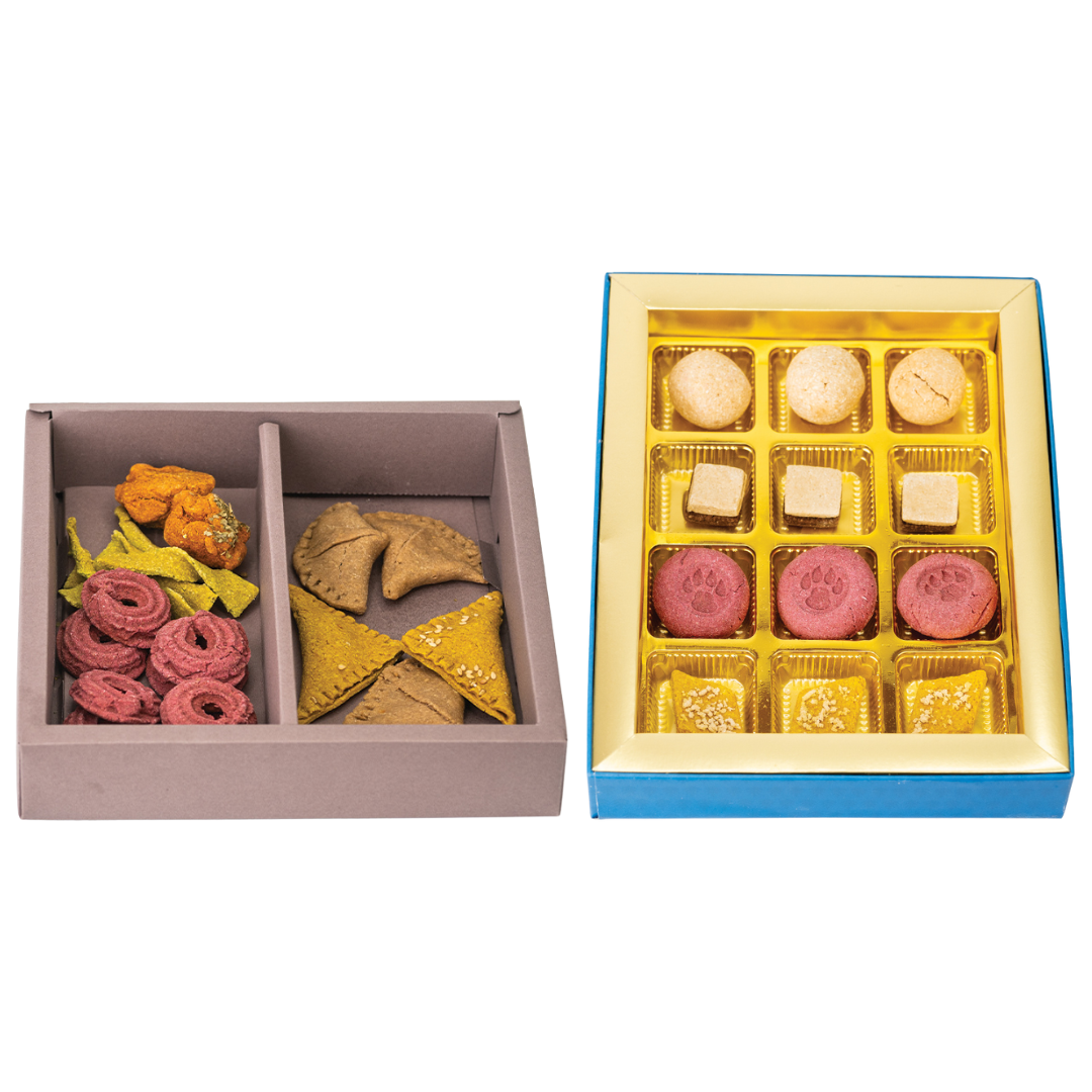 Desi Mithai Box & Desi Namkeen Box Treats, Snacks & Cookies for Dogs PURE VEG