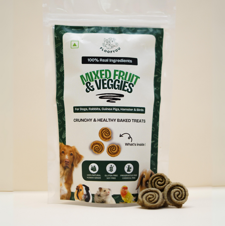 Mixed Fruit & Veggies Pure Veg Natural Healthy Treat, Cookies, Biscuits & Snacks for Rabbits, Guinea-Pigs, Hamsters, Birds & Small animals