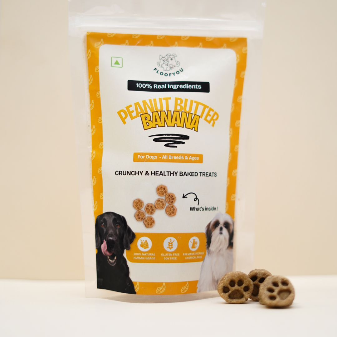 Peanut Butter-Banana Pure Veg Natural Healthy Dog Treat, Cookies, Biscuits & Snacks