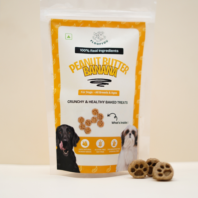Peanut Butter-Banana Pure Veg Natural Healthy Dog Treat, Cookies, Biscuits & Snacks